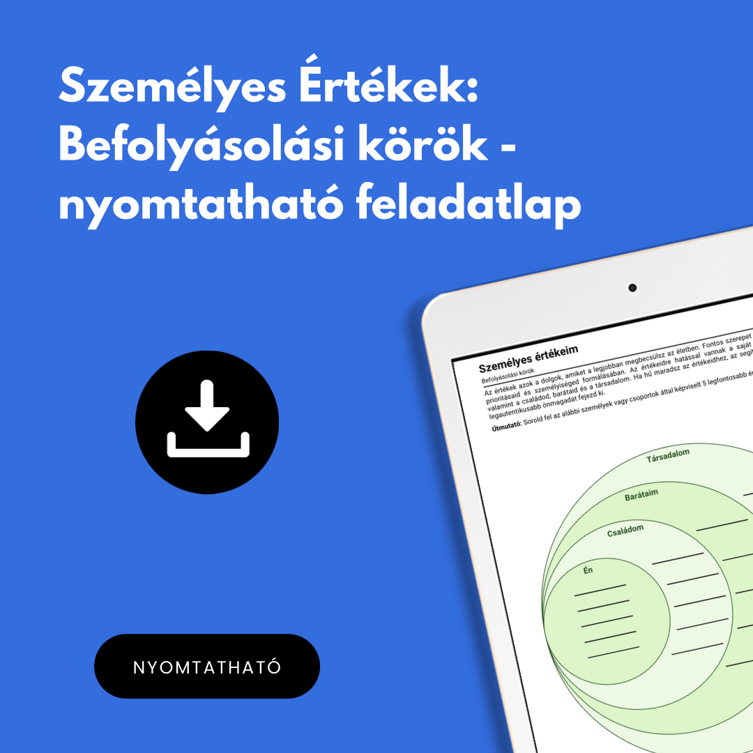 Személyes Értékek: Befolyásolási körök - nyomtatható feladatlap